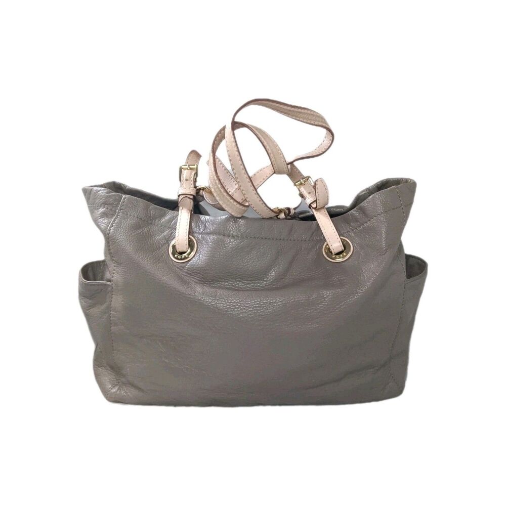 Michael Kors Pebbled Leather Tote Bag Taupe Brown